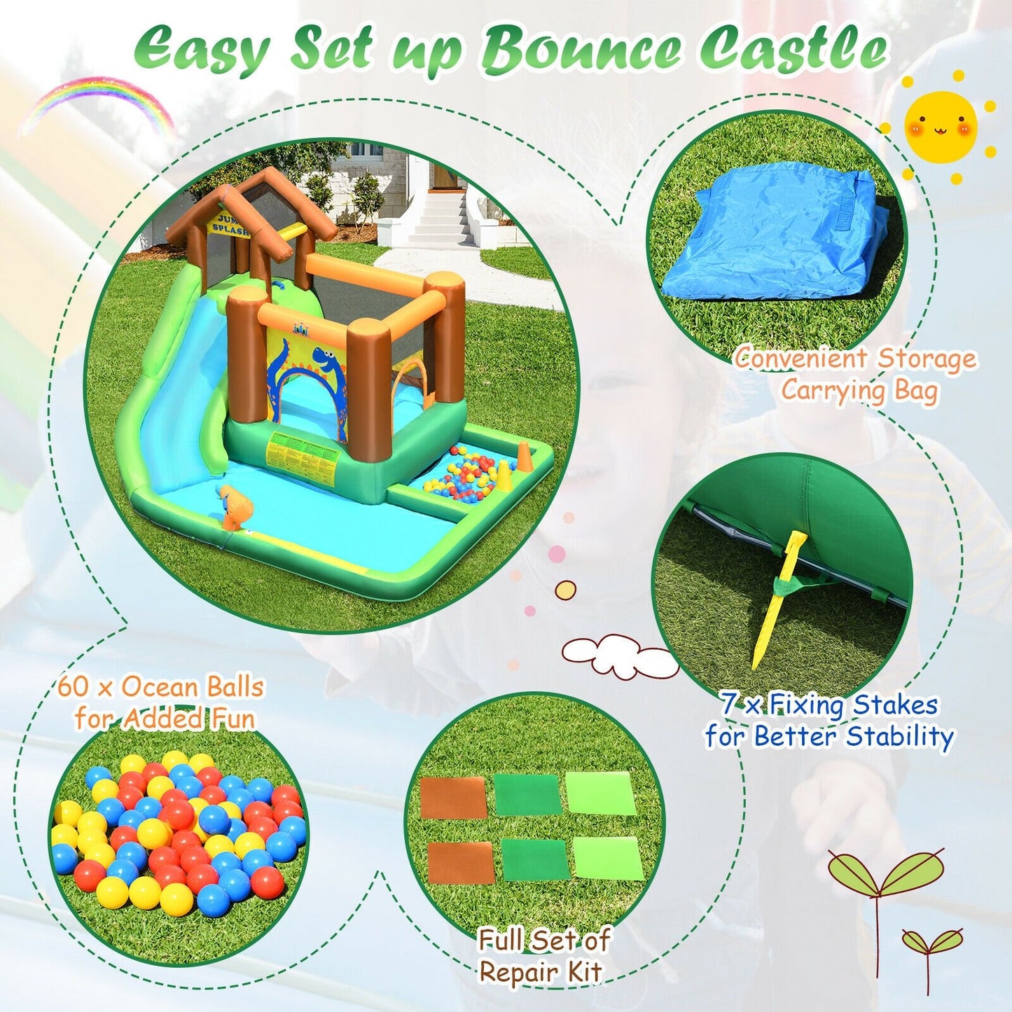 Inflatable Waterslide Bounce House Climbing Wall without Blower - Gallery Canada