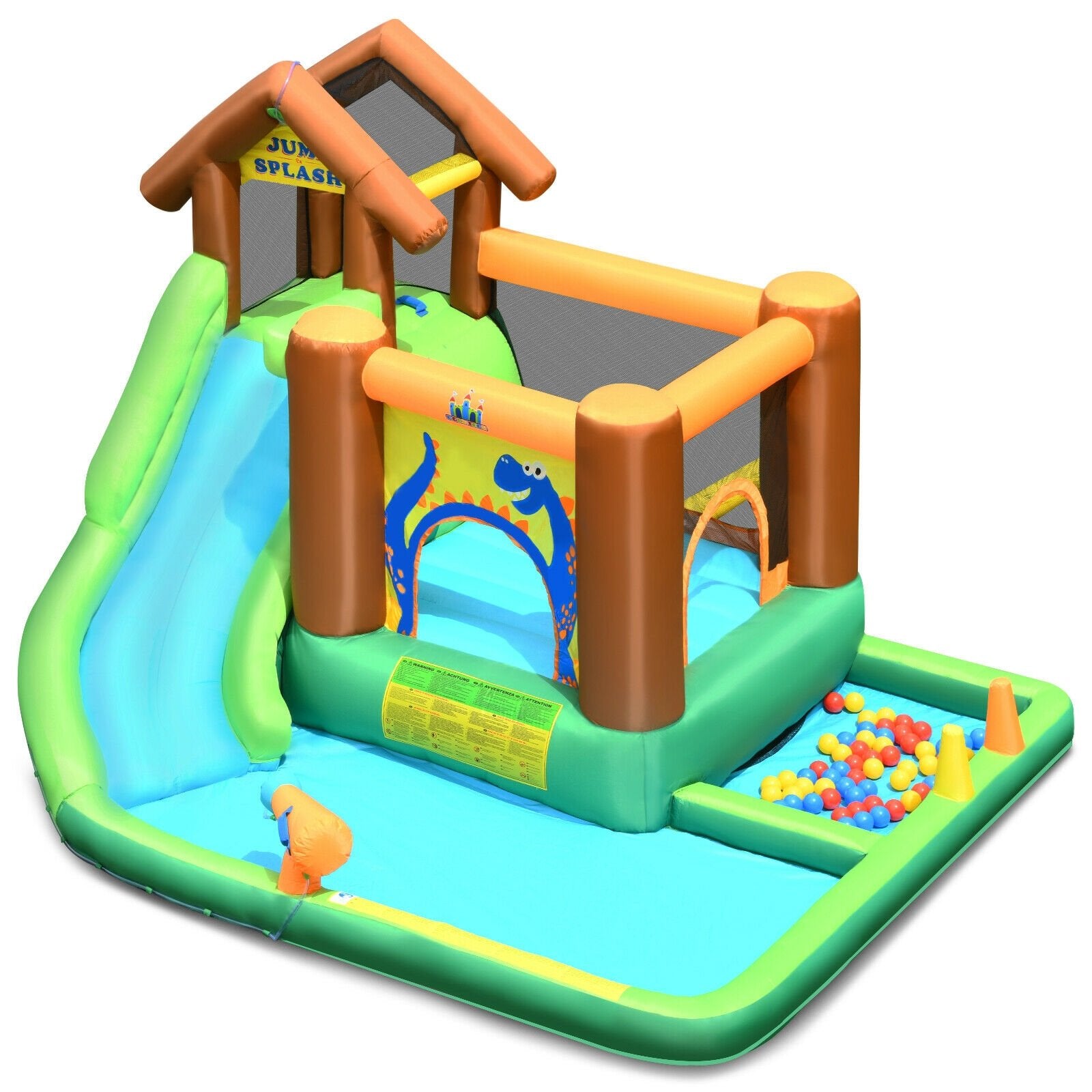 Inflatable Waterslide Bounce House Climbing Wall without Blower Bounce House Green, blue, orange at Gallery Canada