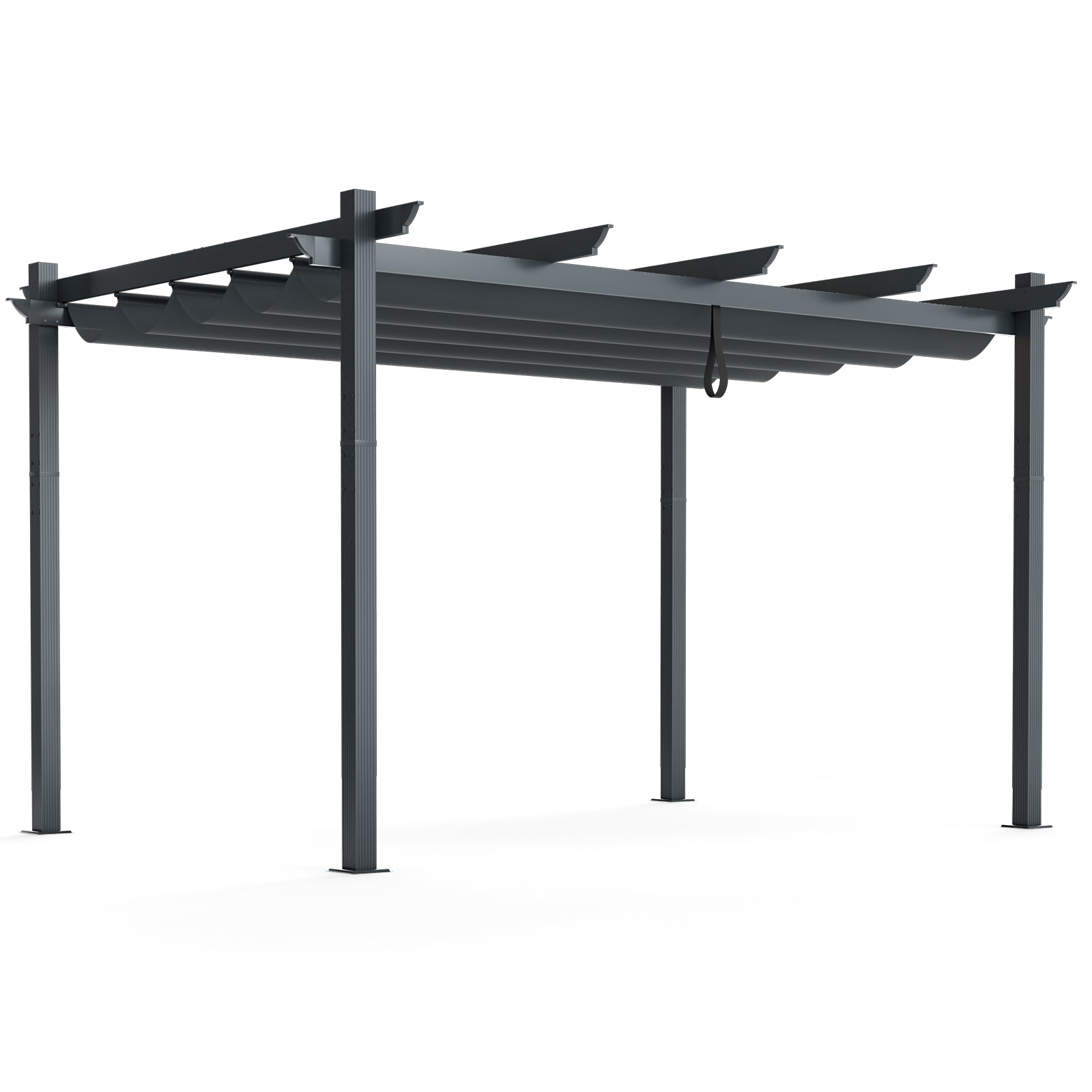 10 x 13 Feet Outdoor Aluminum Retractable Pergola Canopy Shelter, Gray Gazebos at Gallery Canada
