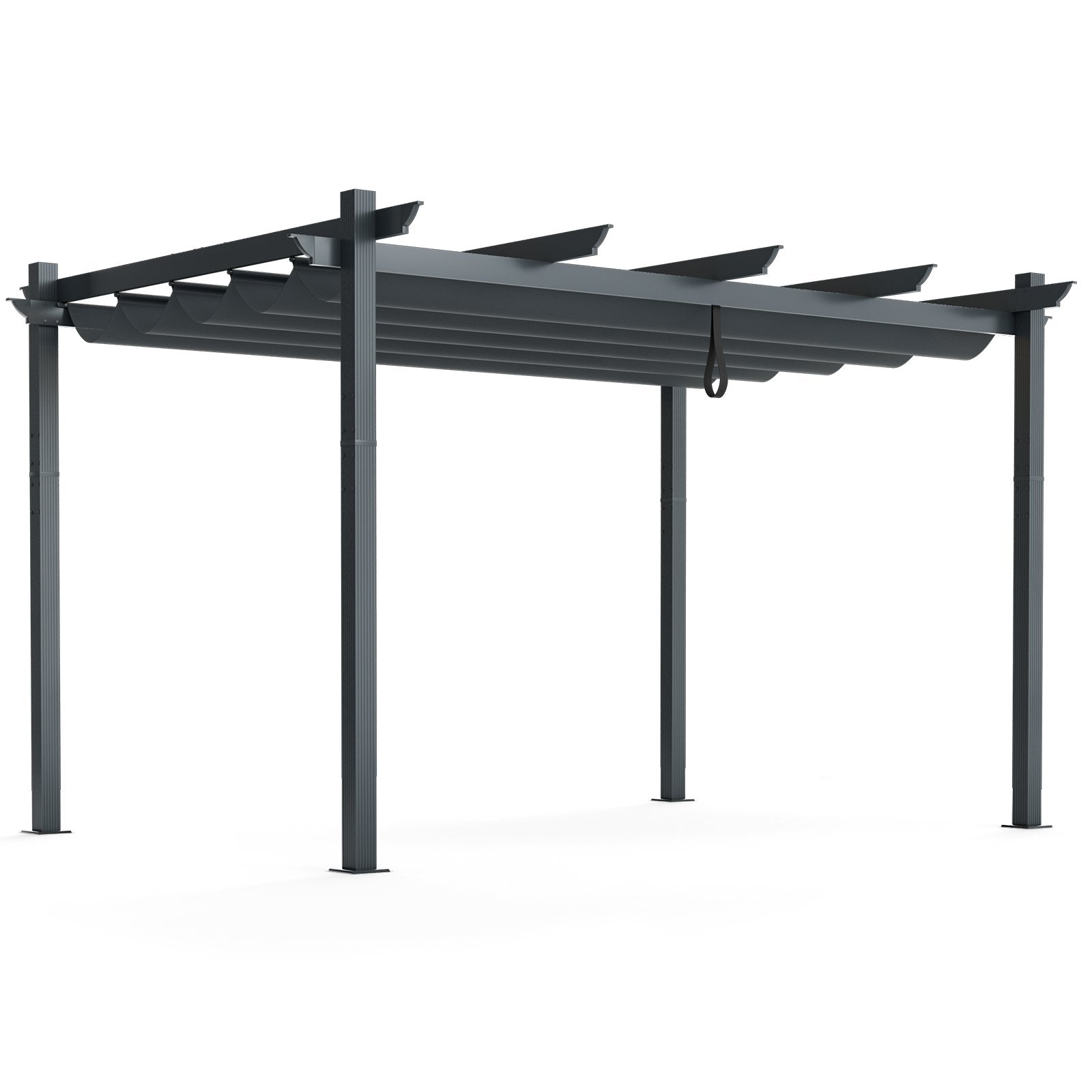 10 x 13 Feet Outdoor Aluminum Retractable Pergola Canopy Shelter, Gray Gazebos   at Gallery Canada