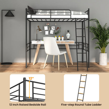 Metal Loft Twin Bed Frame Single High Loft Bed, Black Bunk Bed Frame   at Gallery Canada