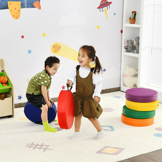 6 Pieces 15 Inch Round Toddler Floor Cushions, Multicolor - Gallery Canada