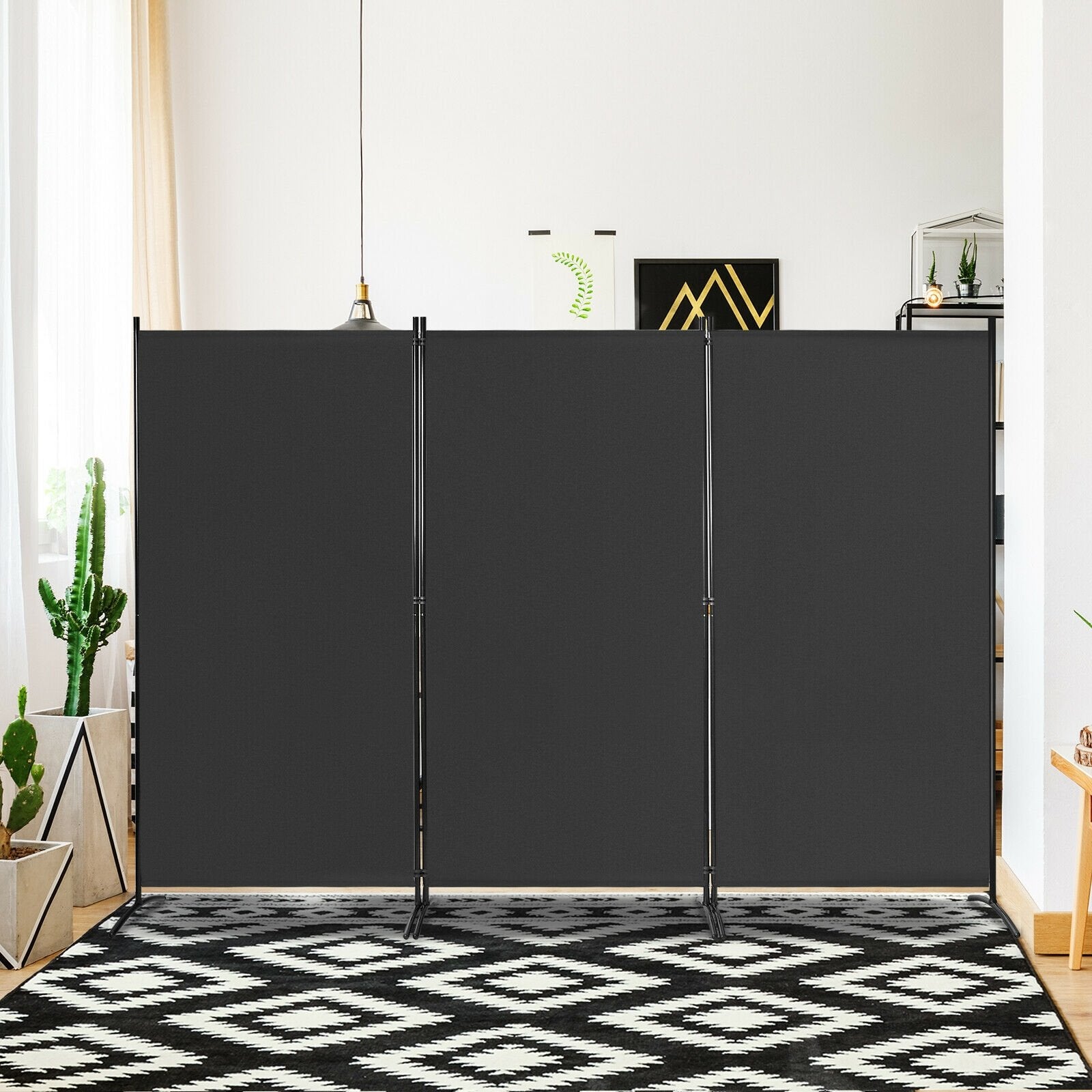 3-Panel Room Divider Folding Privacy Partition Screen for Office Room, Black Room Dividers   at Gallery Canada