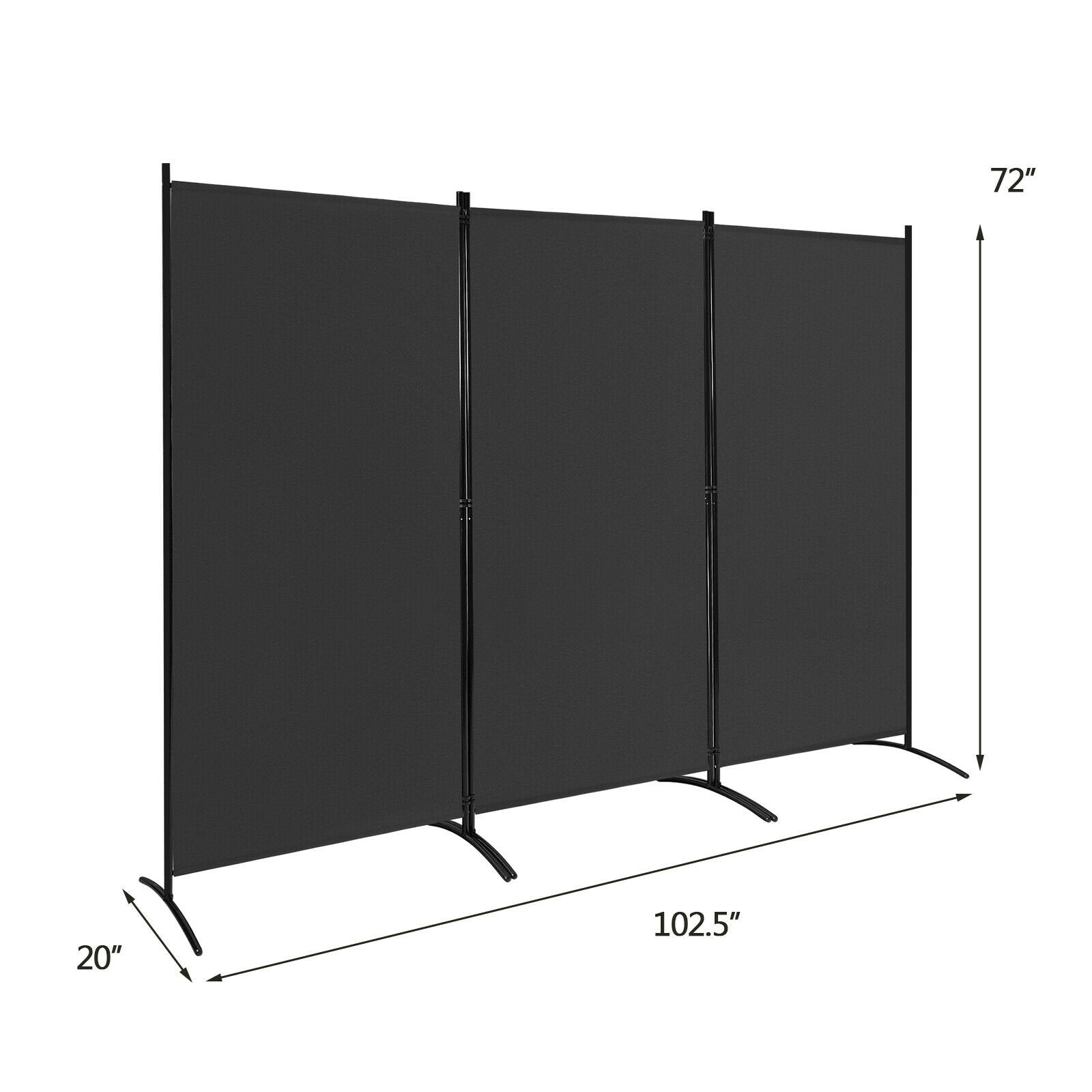 3-Panel Room Divider Folding Privacy Partition Screen for Office Room, Black Room Dividers   at Gallery Canada