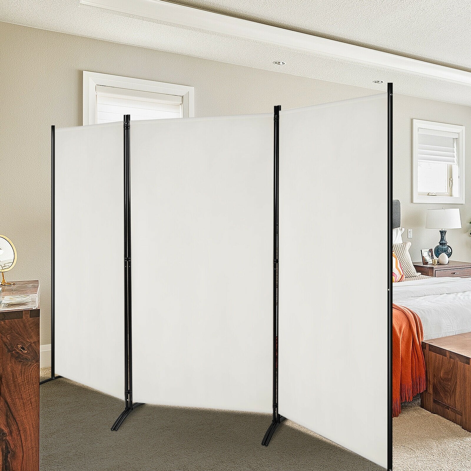 3-Panel Room Divider Folding Privacy Partition Screen for Office Room, White Room Dividers   at Gallery Canada