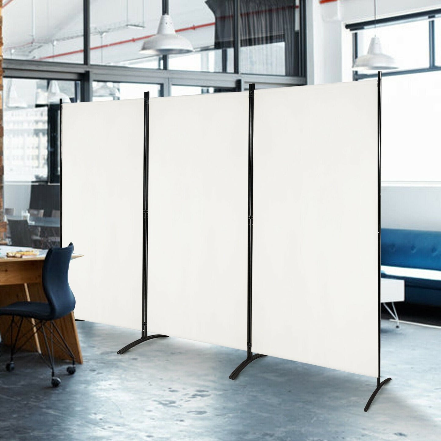 3-Panel Room Divider Folding Privacy Partition Screen for Office Room, White Room Dividers   at Gallery Canada