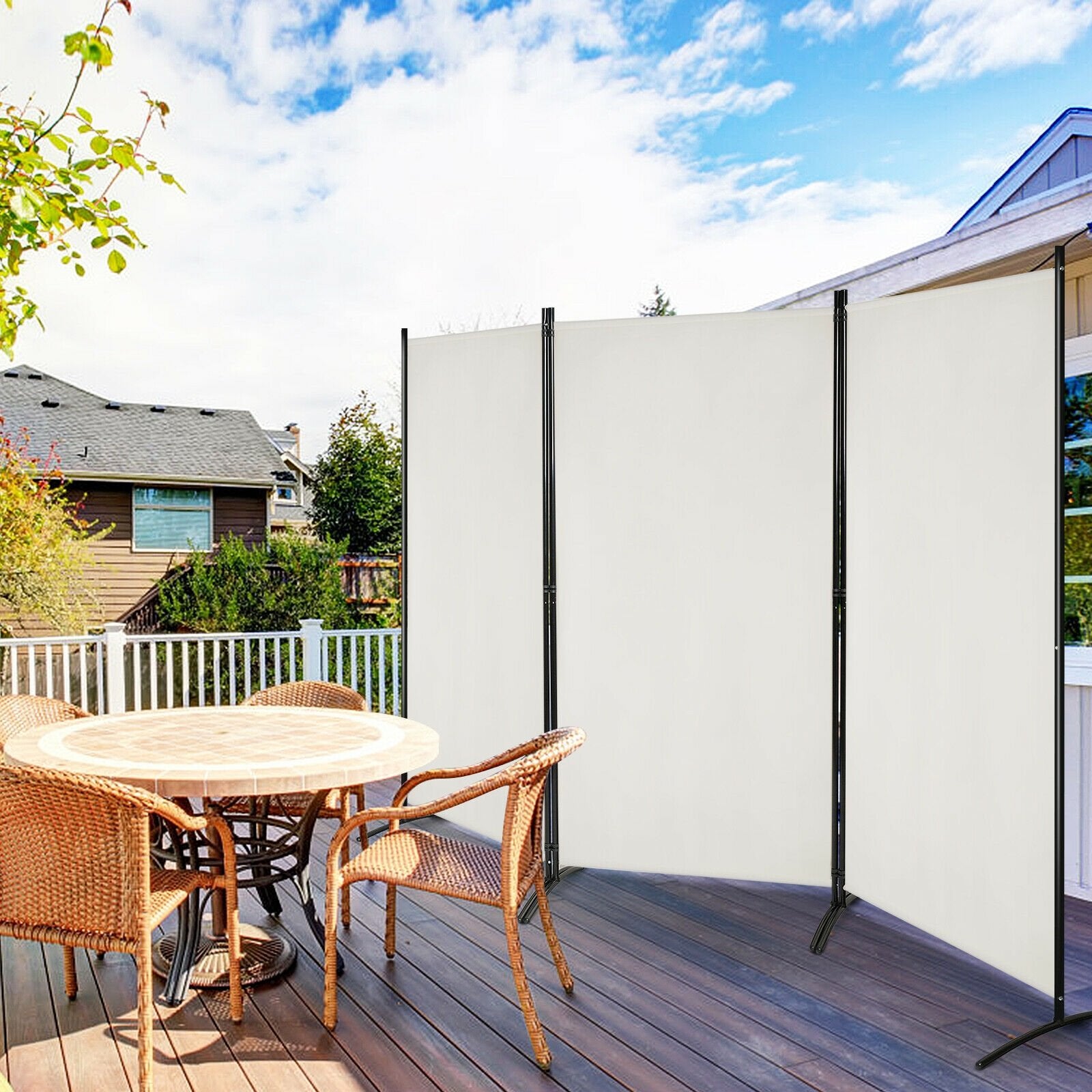 3-Panel Room Divider Folding Privacy Partition Screen for Office Room, White Room Dividers   at Gallery Canada