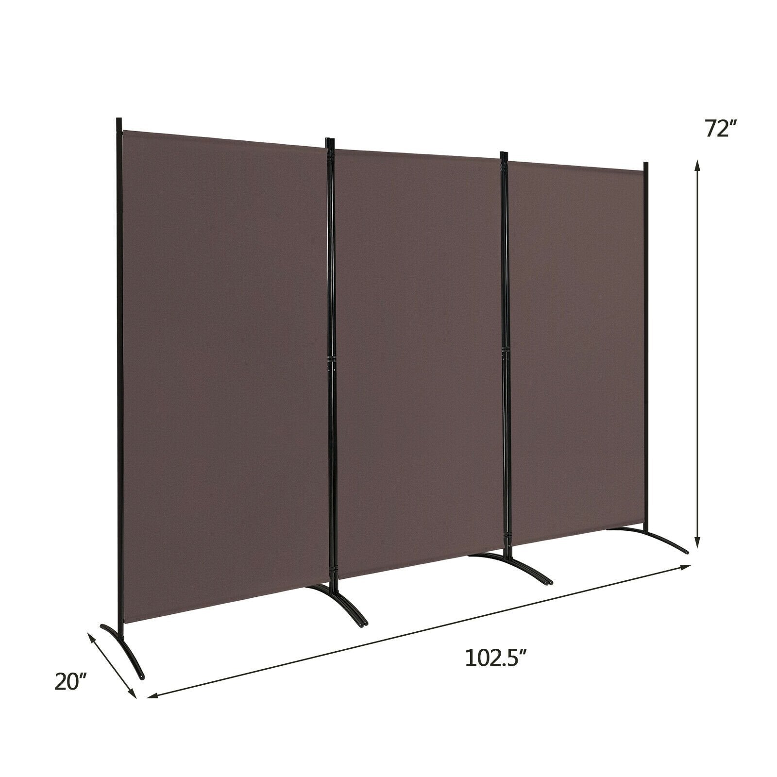 3-Panel Room Divider Folding Privacy Partition Screen for Office Room, Brown Room Dividers   at Gallery Canada