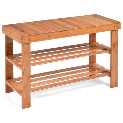 3 Tier Bamboo Bench Storage Shoe Shelf, Natural Shoe Racks & Storage Benches   at Gallery Canada