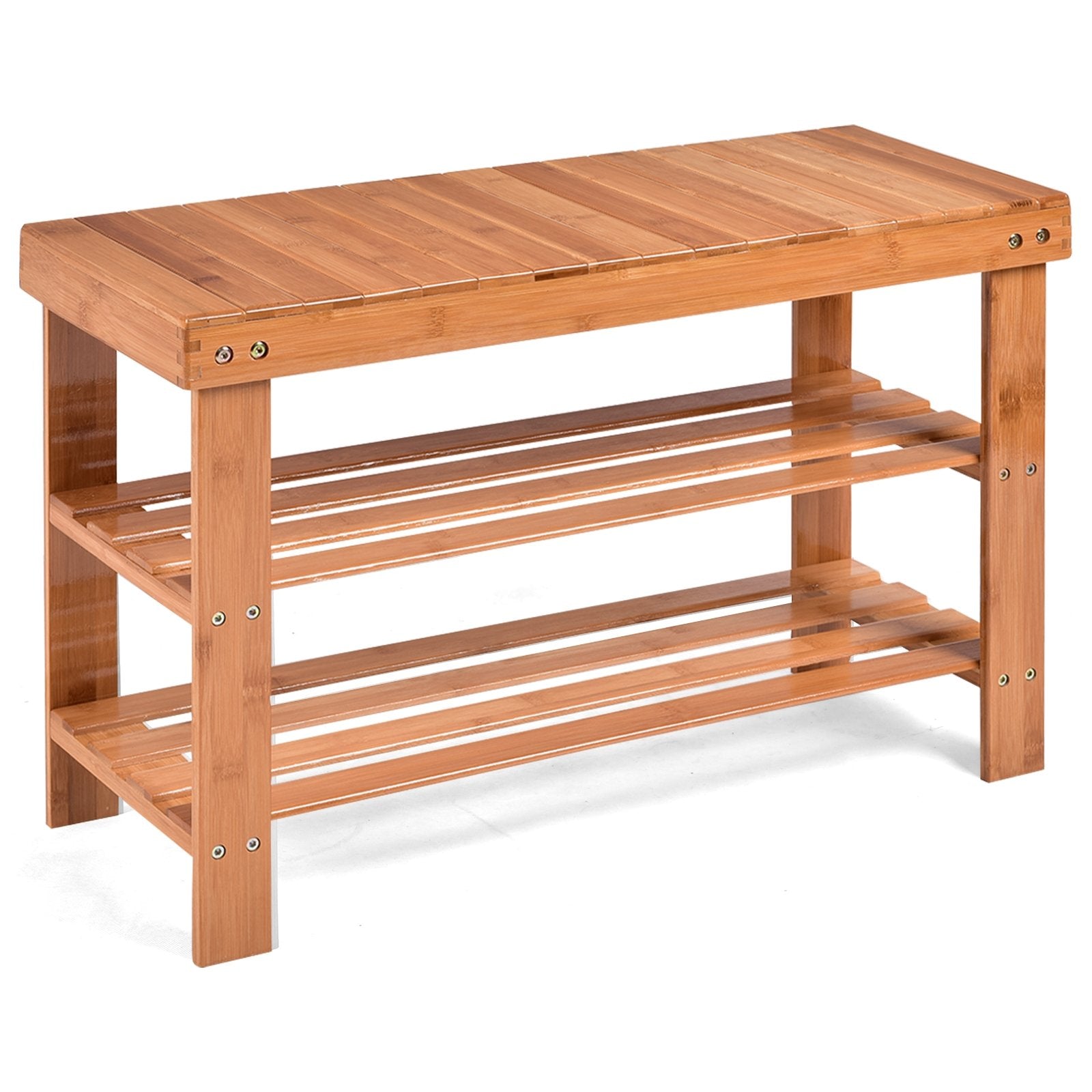 3 Tier Bamboo Bench Storage Shoe Shelf, Natural Shoe Racks & Storage Benches Natural at Gallery Canada