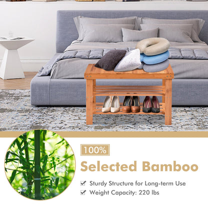 3 Tier Bamboo Bench Storage Shoe Shelf, Natural Shoe Racks & Storage Benches   at Gallery Canada