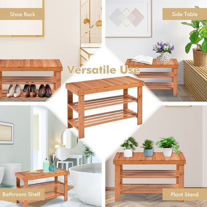 3 Tier Bamboo Bench Storage Shoe Shelf, Natural Shoe Racks & Storage Benches   at Gallery Canada