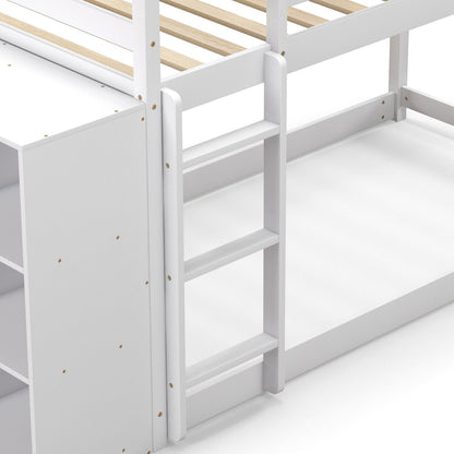 Twin Size Bunk Bed with Convertible Bookcase and Ladder, White - Gallery Canada