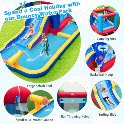 Inflatable Water Slide Bounce House with 680W Blower and 2 Pools, Multicolor - Gallery Canada