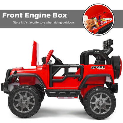 12V 2-Seater Ride on Car Truck with Remote Control and Storage Room, Red Powered Ride On Toys   at Gallery Canada