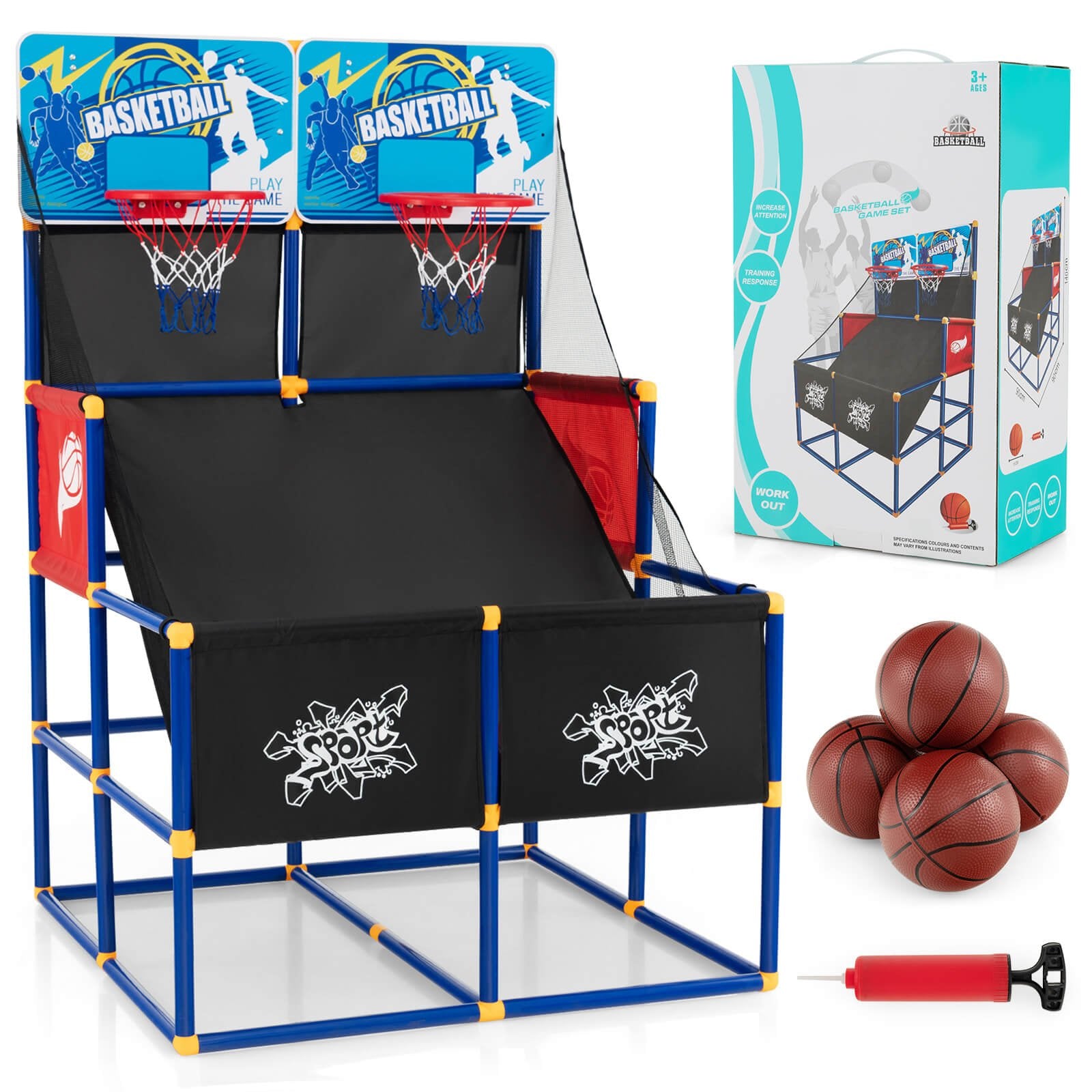 Kids Arcade Basketball Game Set with 4 Basketballs and Ball Pump, Multicolor Toy Sports   at Gallery Canada