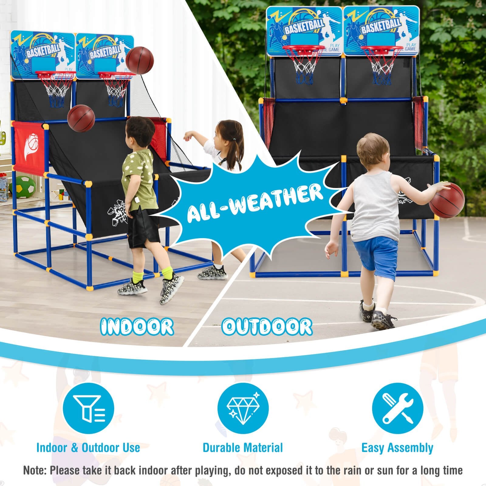 Kids Arcade Basketball Game Set with 4 Basketballs and Ball Pump, Multicolor Toy Sports   at Gallery Canada