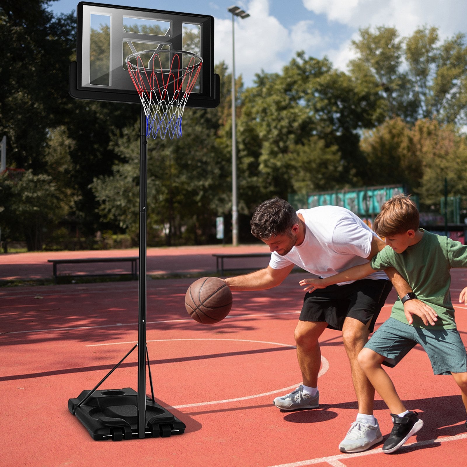 Height Adjustable Portable Shatterproof Backboard Basketball Hoop with 2 Nets, Black Sport Equipments   at Gallery Canada