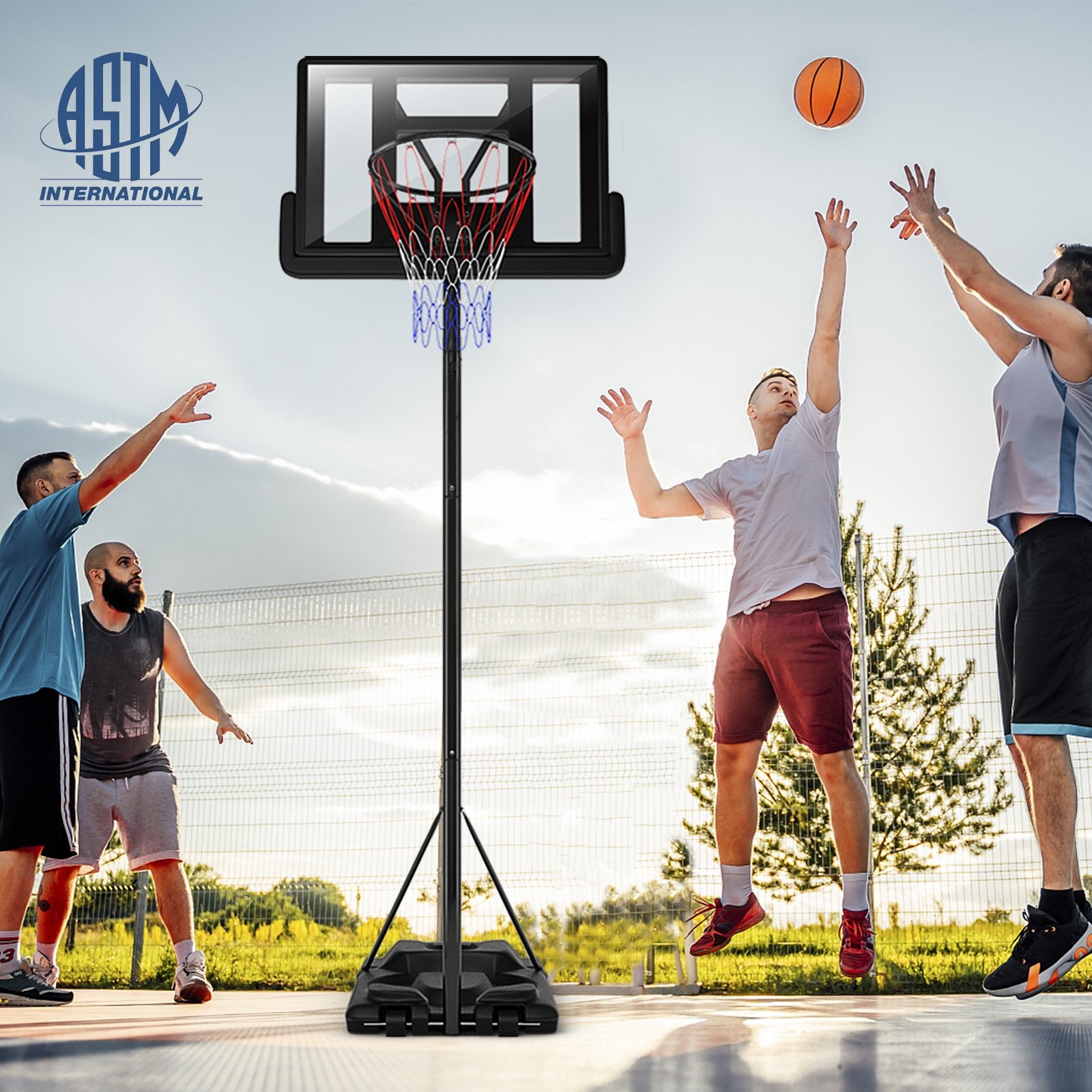 Height Adjustable Portable Shatterproof Backboard Basketball Hoop with 2 Nets, Black Sport Equipments   at Gallery Canada