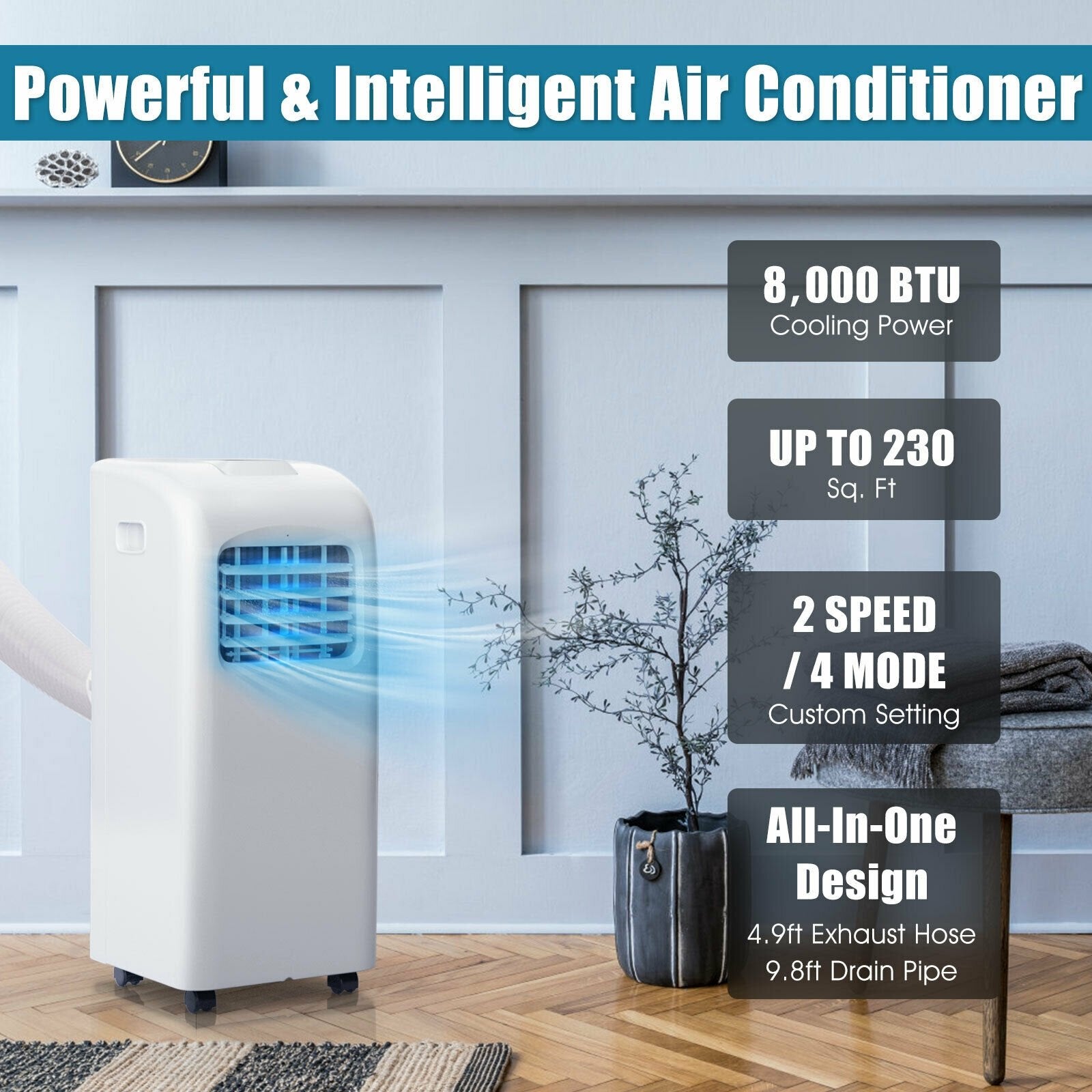 8000 BTU(Ashrae) Portable Air Conditioner with Dehumidifier Function Portable Air Conditioners   at Gallery Canada