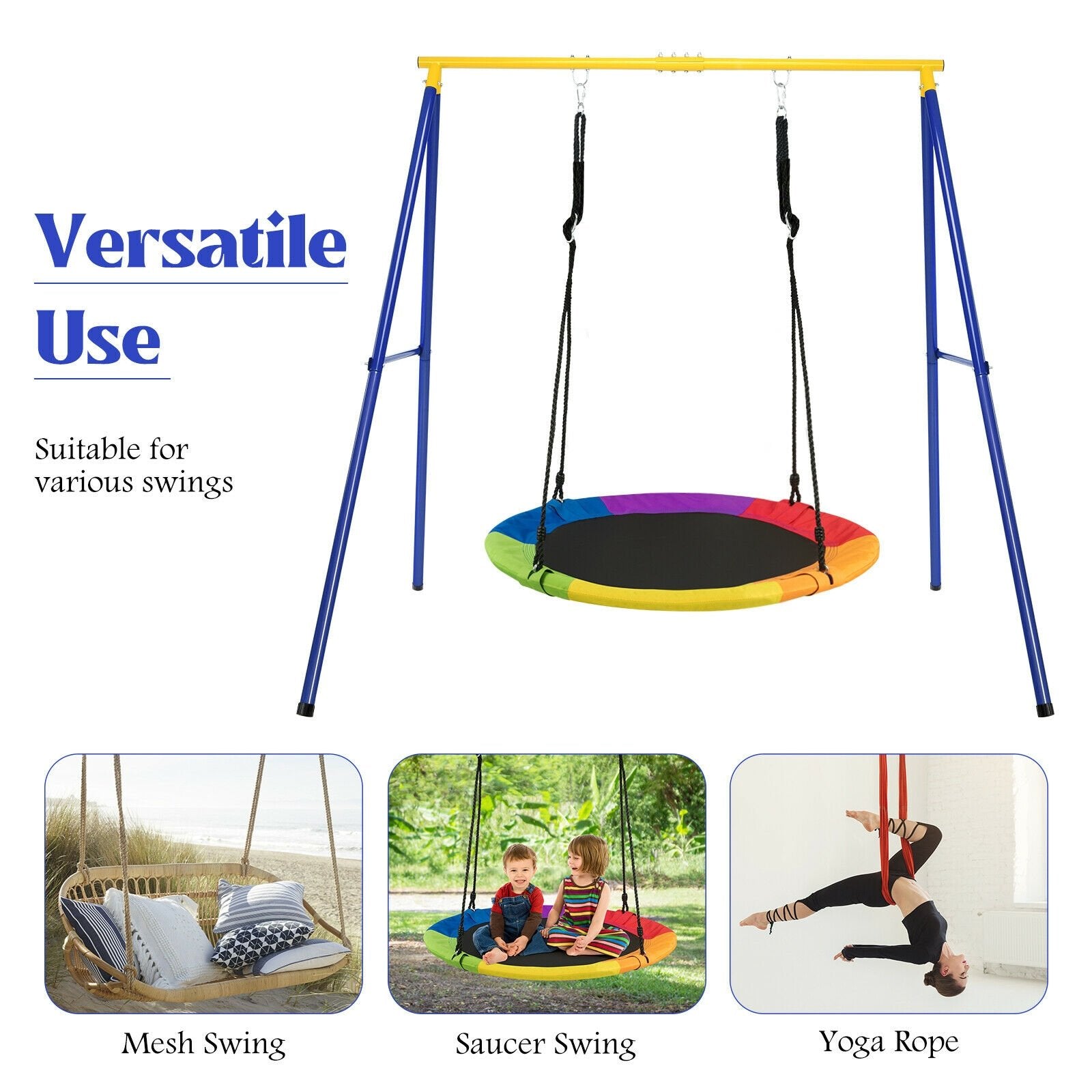 Extra Large Heavy Duty A-Frame Steel Swing Stand, Blue Swing & Playsets   at Gallery Canada