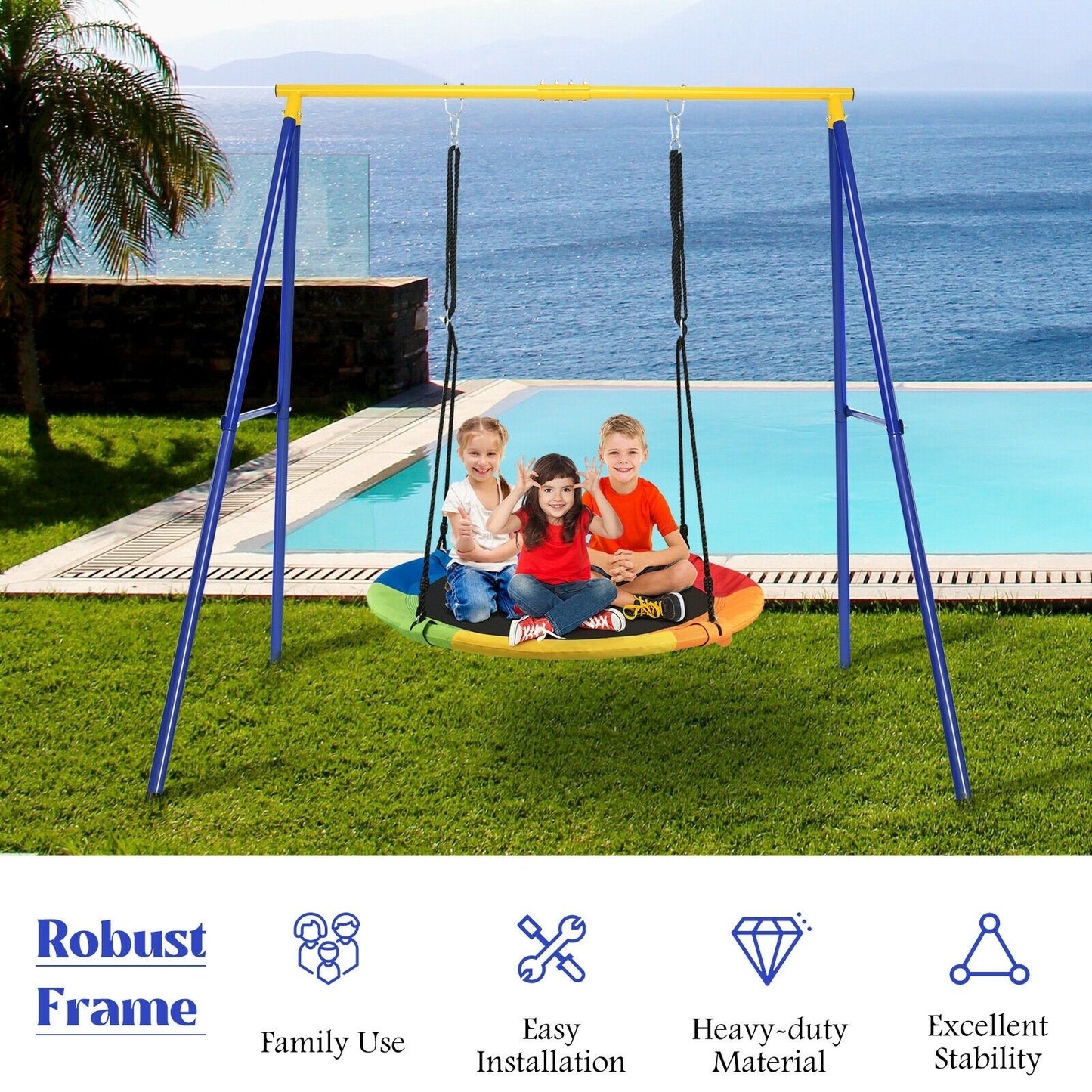 Extra Large Heavy Duty A-Frame Steel Swing Stand, Blue Swing & Playsets   at Gallery Canada