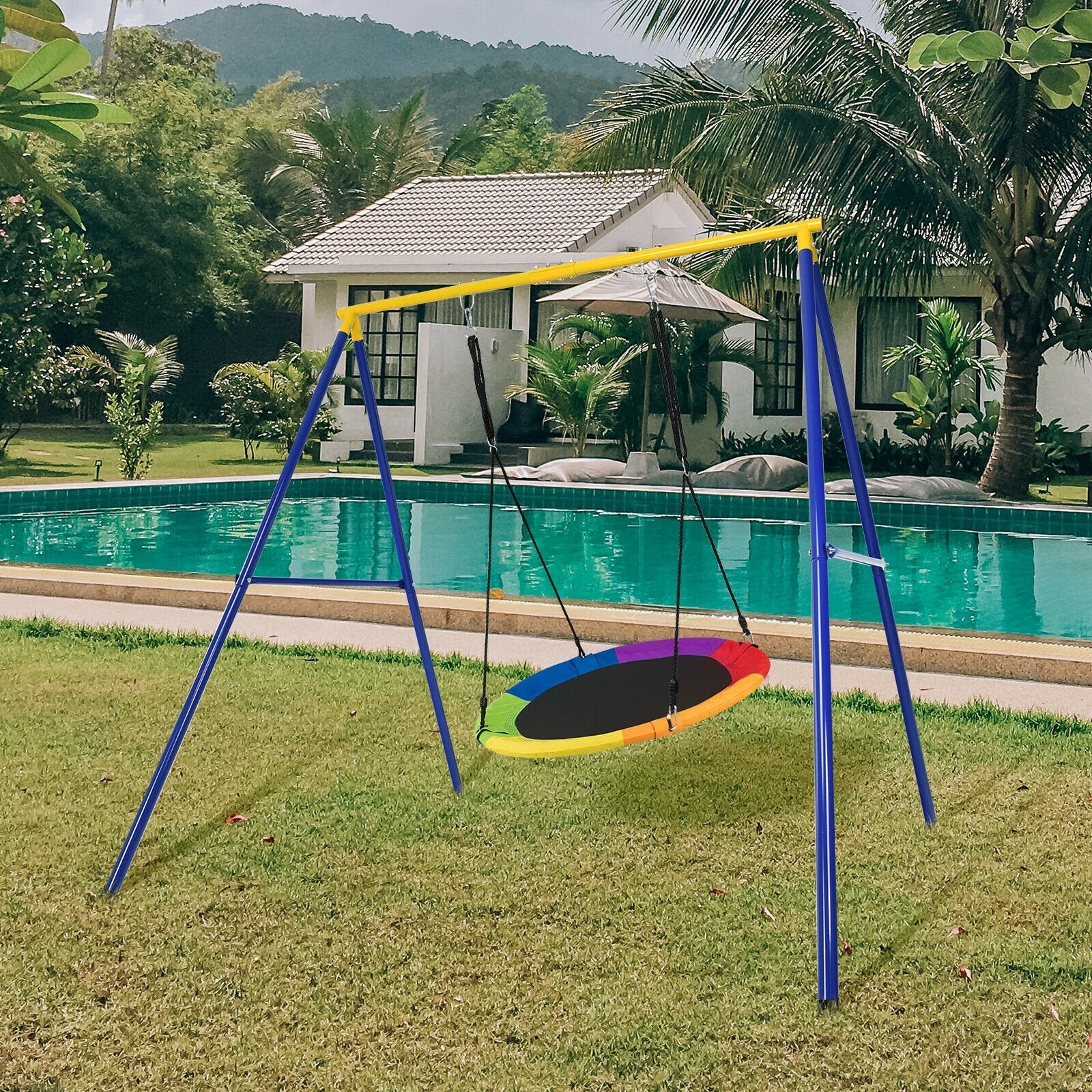 Extra Large Heavy Duty A-Frame Steel Swing Stand, Blue Swing & Playsets   at Gallery Canada