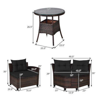 4 Pieces Outdoor Cushioned Rattan Furniture Set, Black Outdoor Sectionals   at Gallery Canada