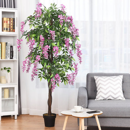 6-Feet Artificial Wisteria Silk Indoor-Outdoor Tree , Green Faux Plants   at Gallery Canada