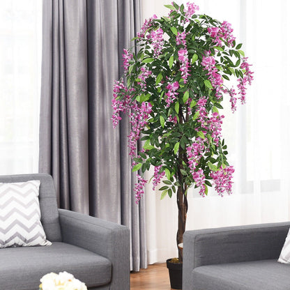 6-Feet Artificial Wisteria Silk Indoor-Outdoor Tree , Green Faux Plants   at Gallery Canada