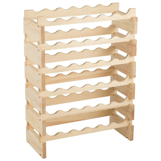 36 Bottles Stackable Wooden Wobble-Free Modular Wine Rack, Natural - Gallery Canada