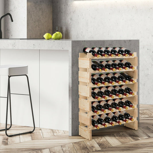 36 Bottles Stackable Wooden Wobble-Free Modular Wine Rack, Natural - Gallery Canada