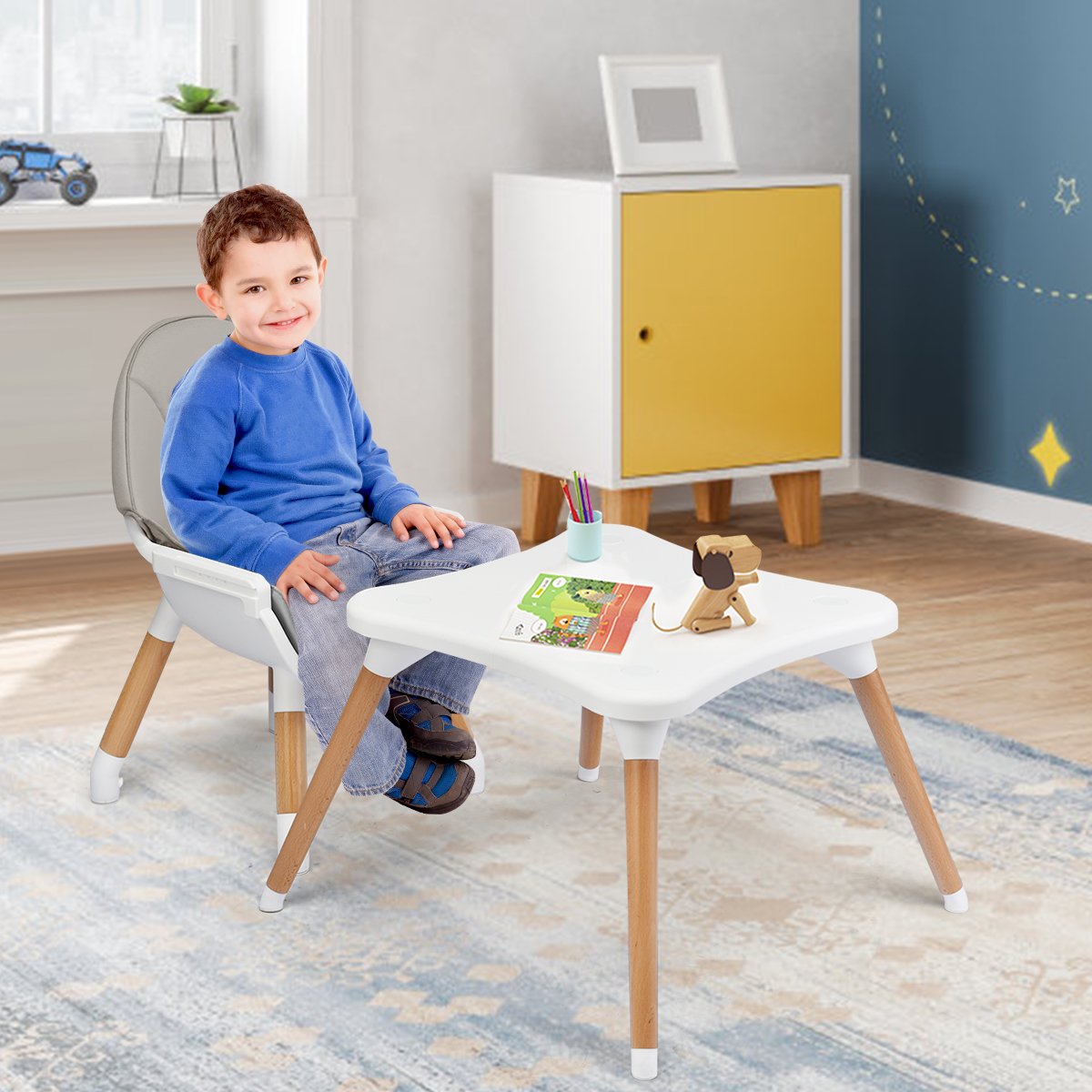 5-in-1 Baby Wooden Convertible High Chair , Gray High Chairs   at Gallery Canada