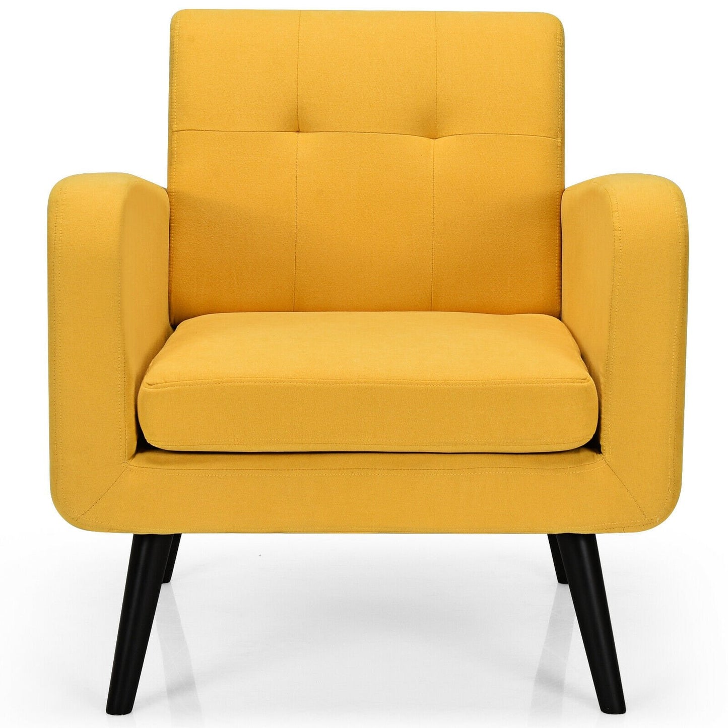 Modern Upholstered Comfy Accent Chair Single Sofa with Rubber Wood Legs, Yellow Accent Chairs   at Gallery Canada