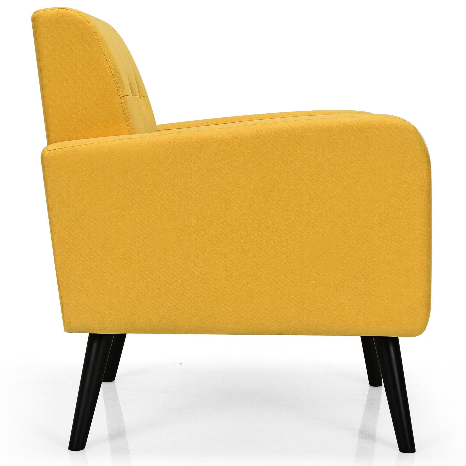 Modern Upholstered Comfy Accent Chair Single Sofa with Rubber Wood Legs, Yellow - Gallery Canada