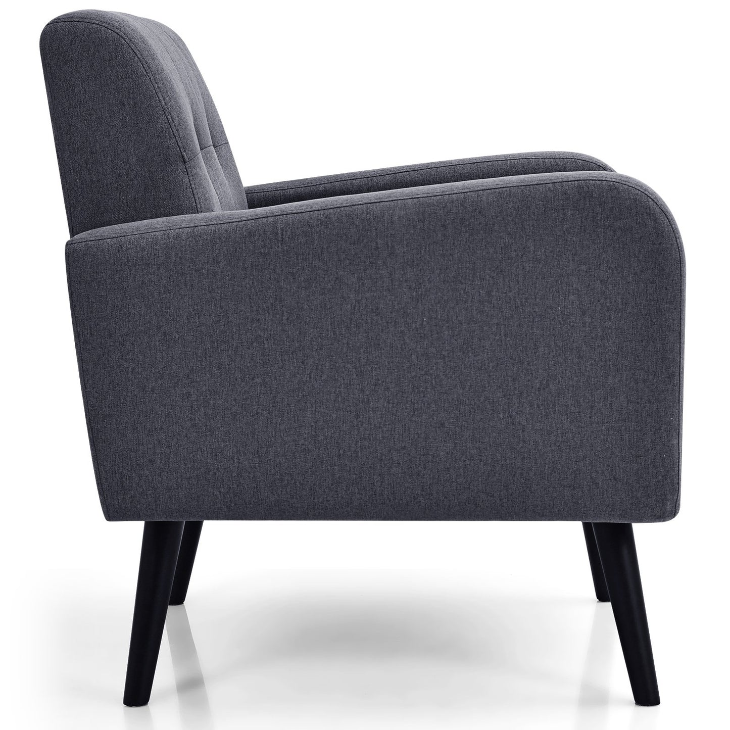 Modern Upholstered Comfy Accent Chair Single Sofa with Rubber Wood Legs, Gray Accent Chairs   at Gallery Canada