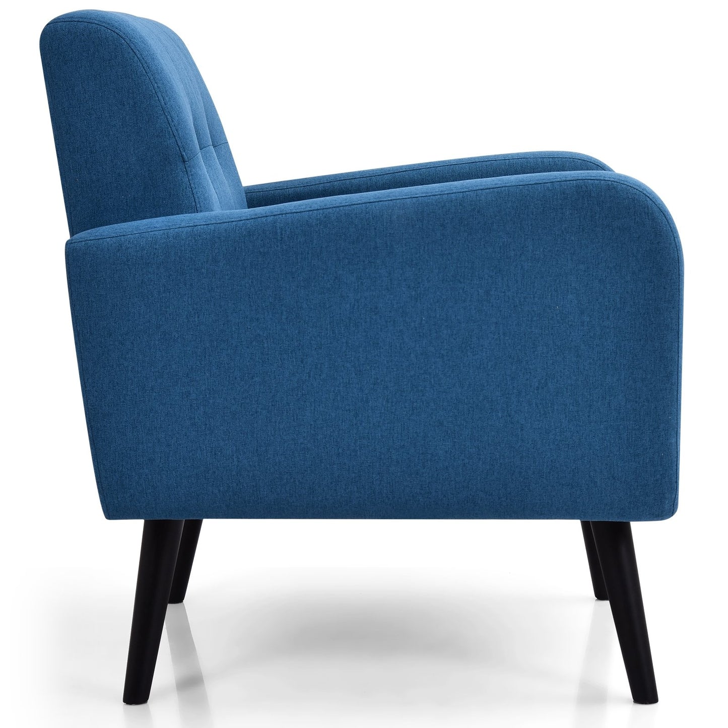 Modern Upholstered Comfy Accent Chair Single Sofa with Rubber Wood Legs, Navy Accent Chairs   at Gallery Canada