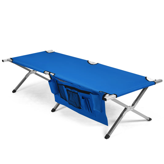 Folding Camping Cot Heavy-duty Camp Bed with Carry Bag, Blue Camping Furniture Blue  at Gallery Canada