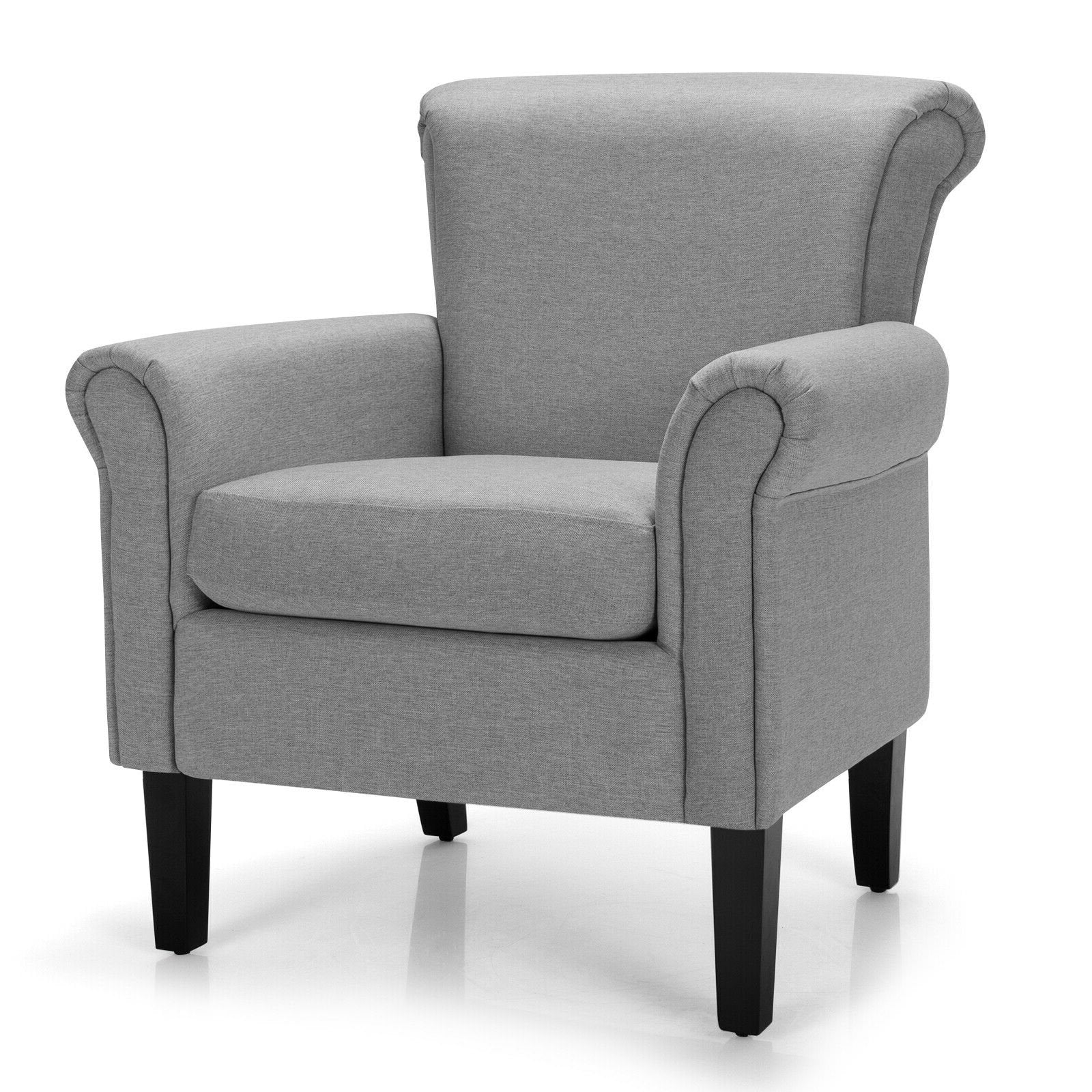 Upholstered Fabric Accent Chair with Adjustable Foot Pads, Light Gray Accent Chairs   at Gallery Canada