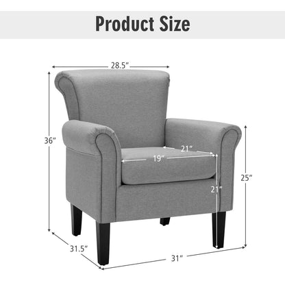 Upholstered Fabric Accent Chair with Adjustable Foot Pads, Light Gray Accent Chairs   at Gallery Canada