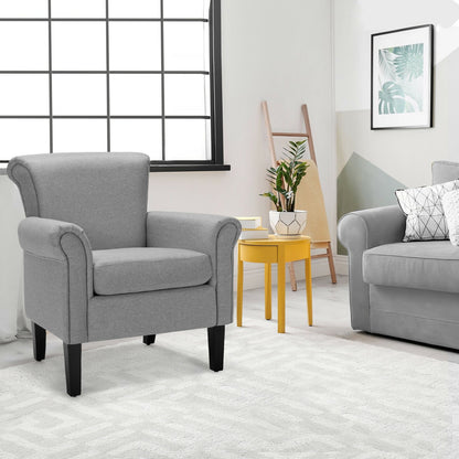 Upholstered Fabric Accent Chair with Adjustable Foot Pads, Light Gray Accent Chairs   at Gallery Canada