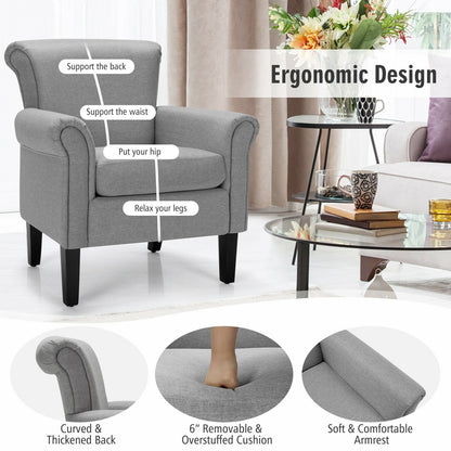 Upholstered Fabric Accent Chair with Adjustable Foot Pads, Light Gray Accent Chairs   at Gallery Canada