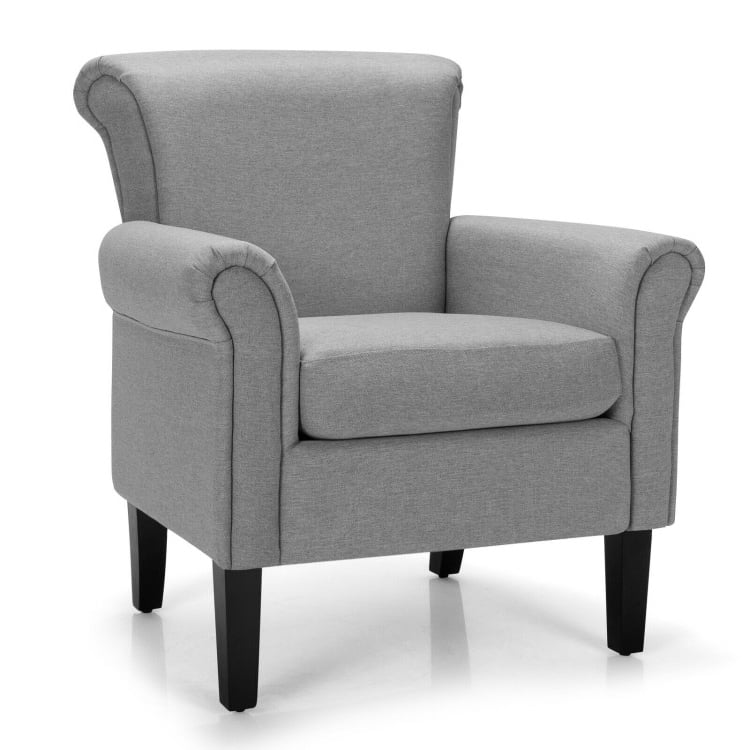 Upholstered Fabric Accent Chair with Adjustable Foot Pads, Light Gray Accent Chairs   at Gallery Canada