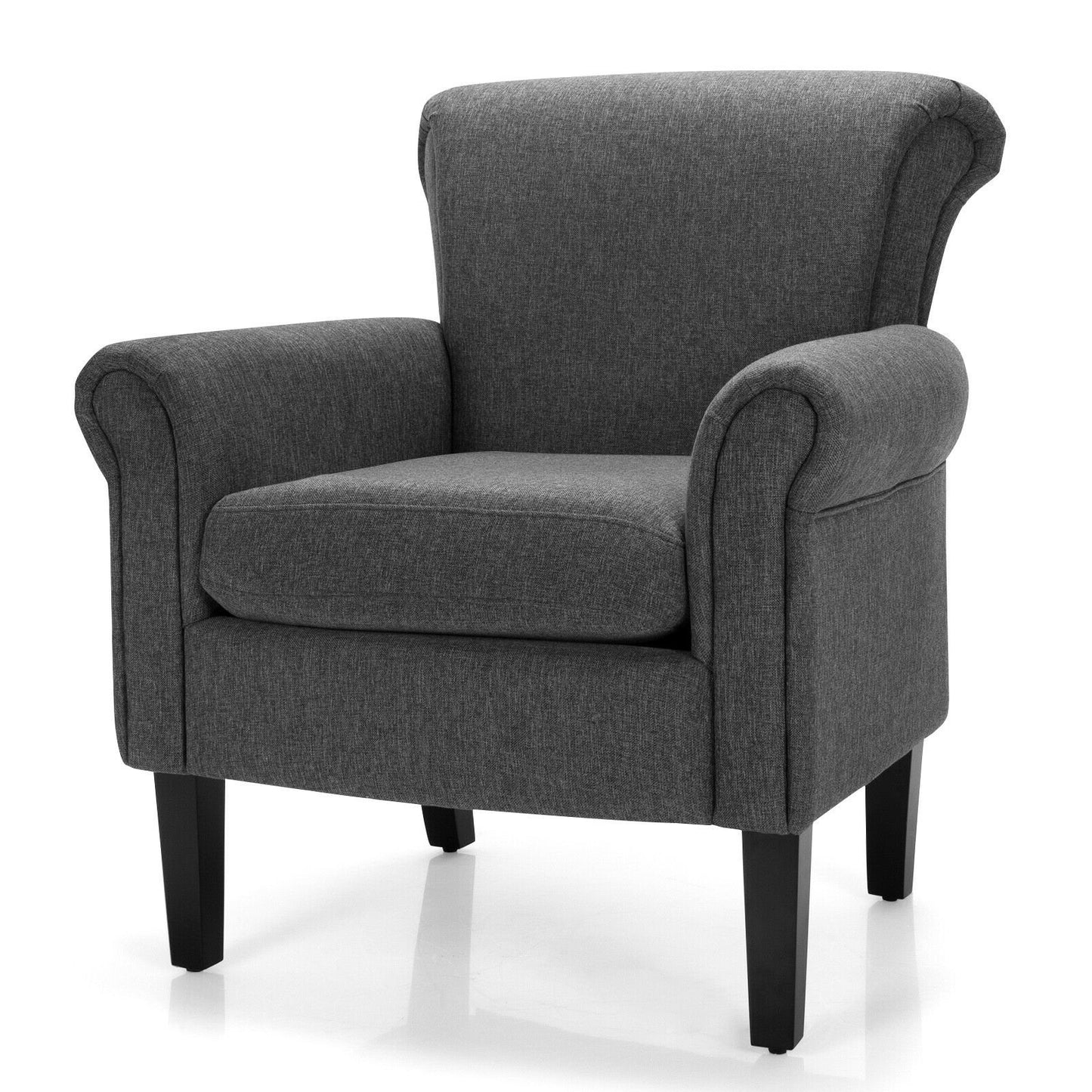 Upholstered Fabric Accent Chair with Adjustable Foot Pads, Dark Gray Accent Chairs   at Gallery Canada