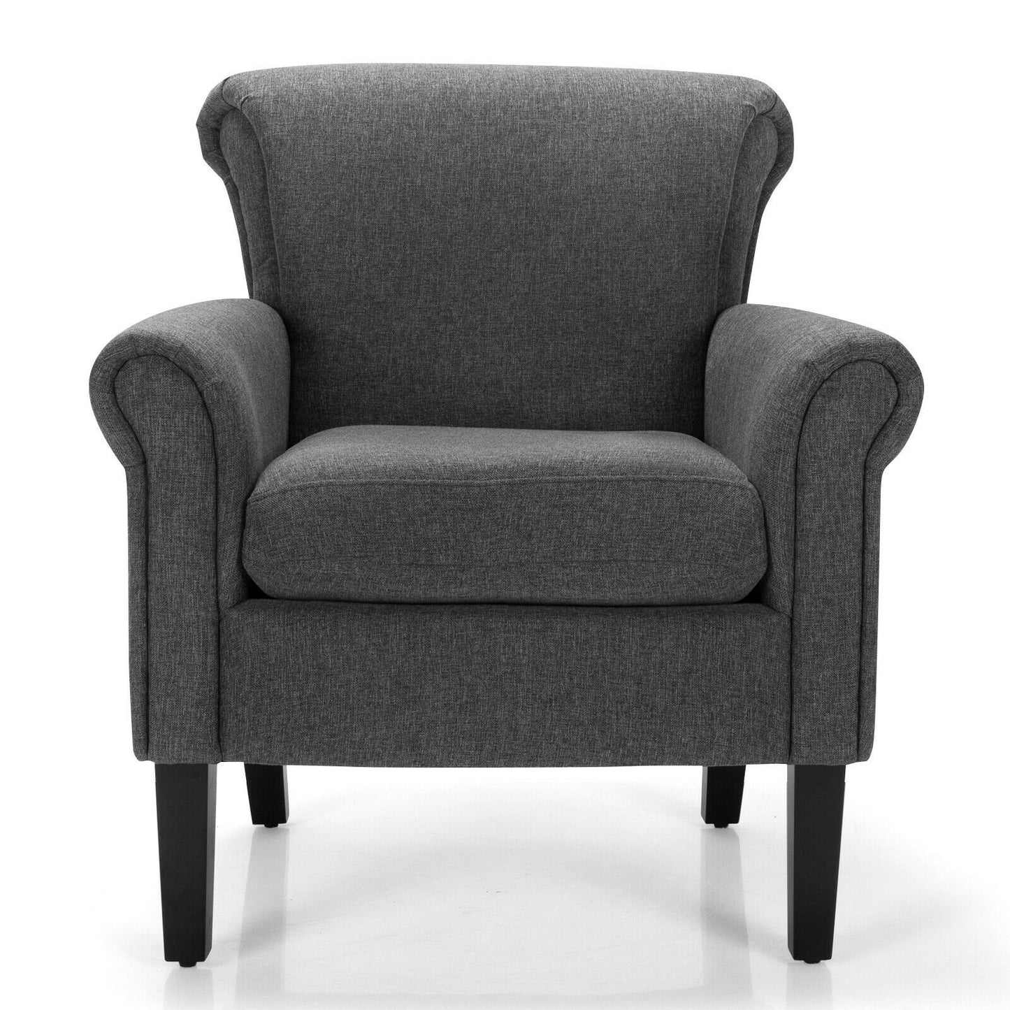 Upholstered Fabric Accent Chair with Adjustable Foot Pads, Dark Gray Accent Chairs   at Gallery Canada