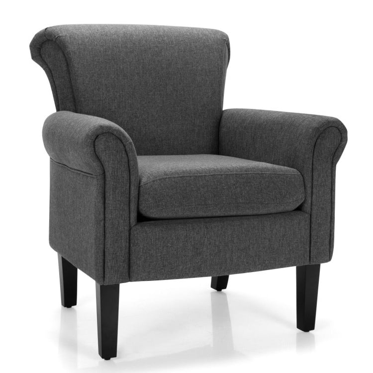 Upholstered Fabric Accent Chair with Adjustable Foot Pads, Dark Gray Accent Chairs   at Gallery Canada