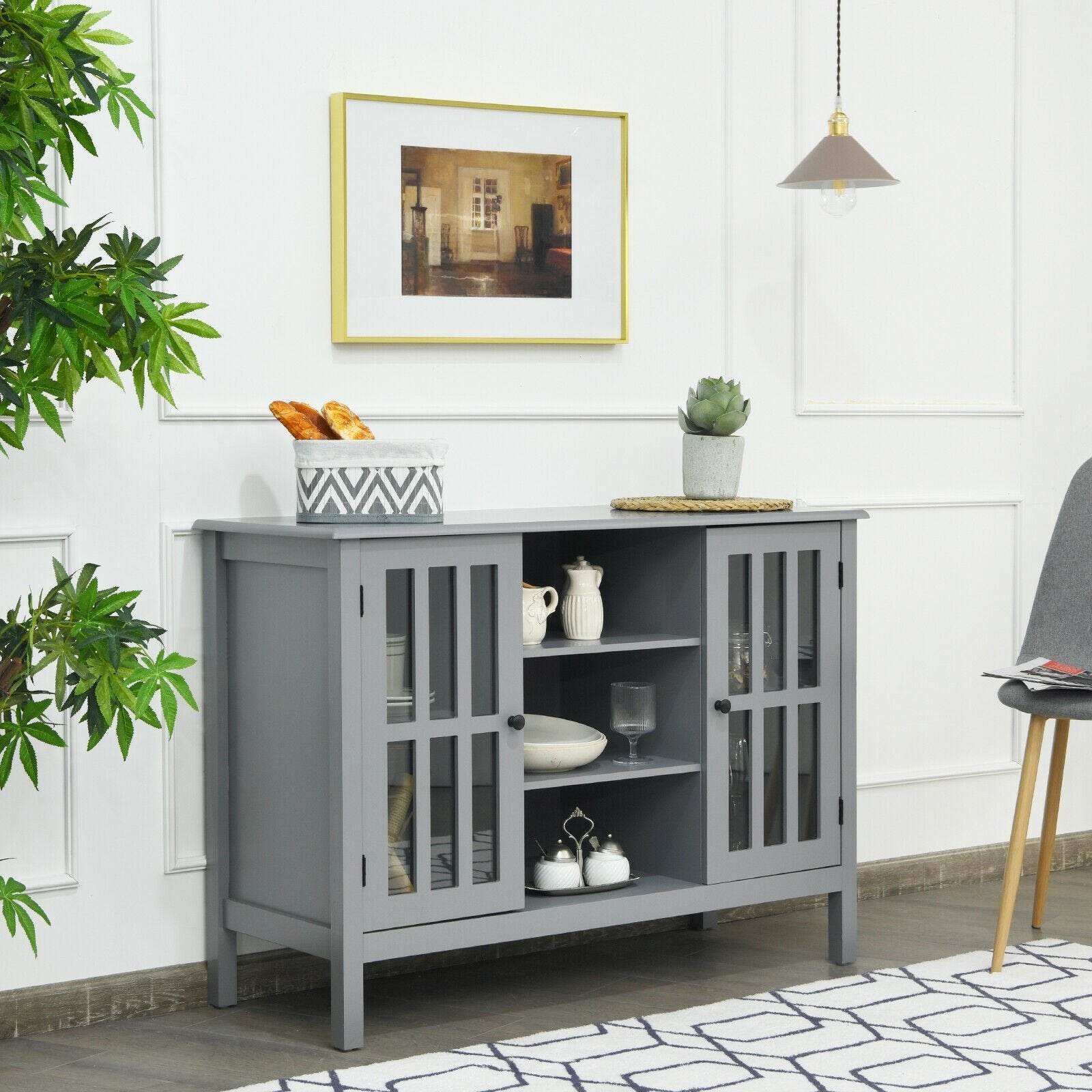 Wooden TV Stand Console Cabinet for 50 Inch TV, Gray Entertainment Centers & TV Stands   at Gallery Canada