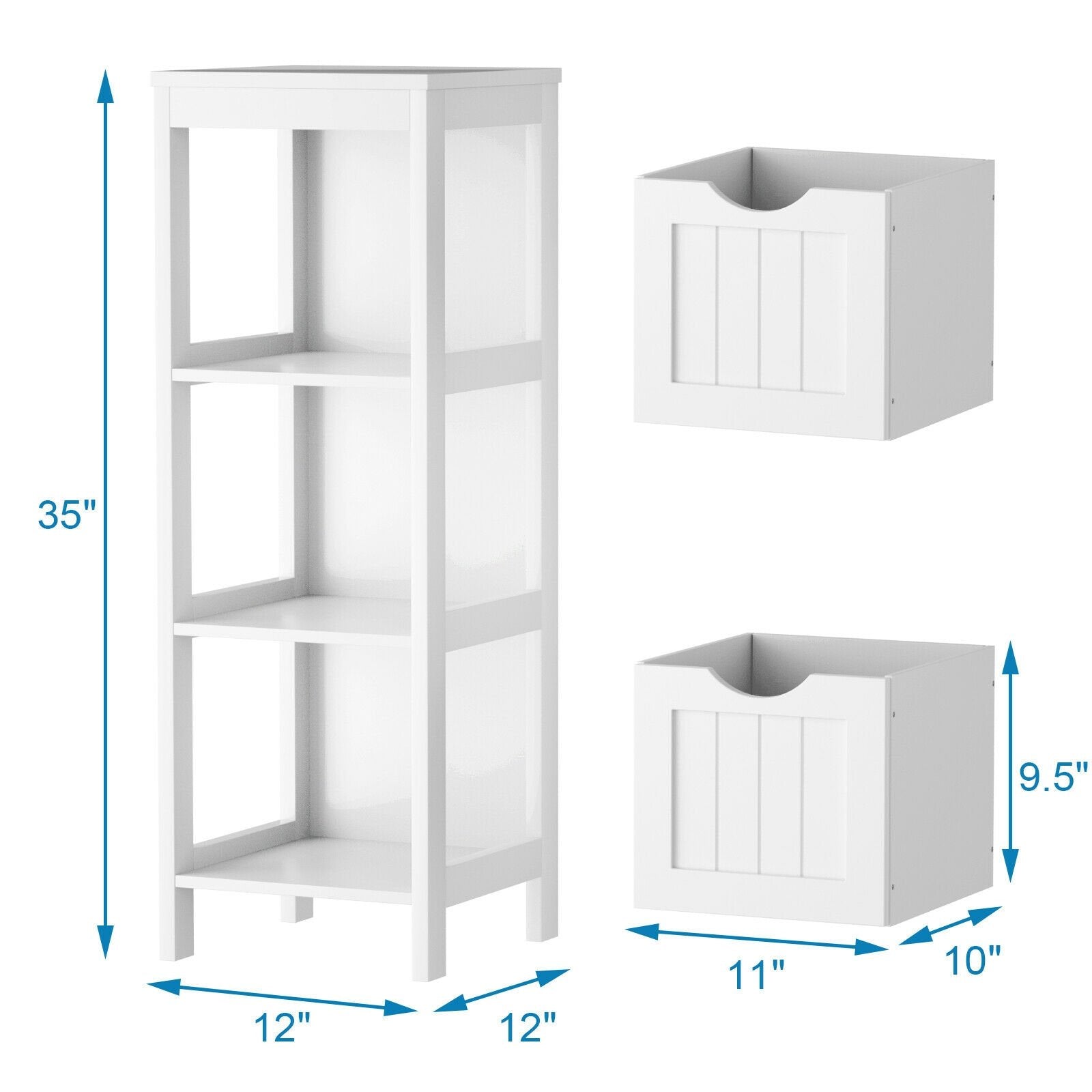 Floor Multifunction Bathroom Storage Organizer Rack with 2 Drawers, White Floor Cabinets   at Gallery Canada