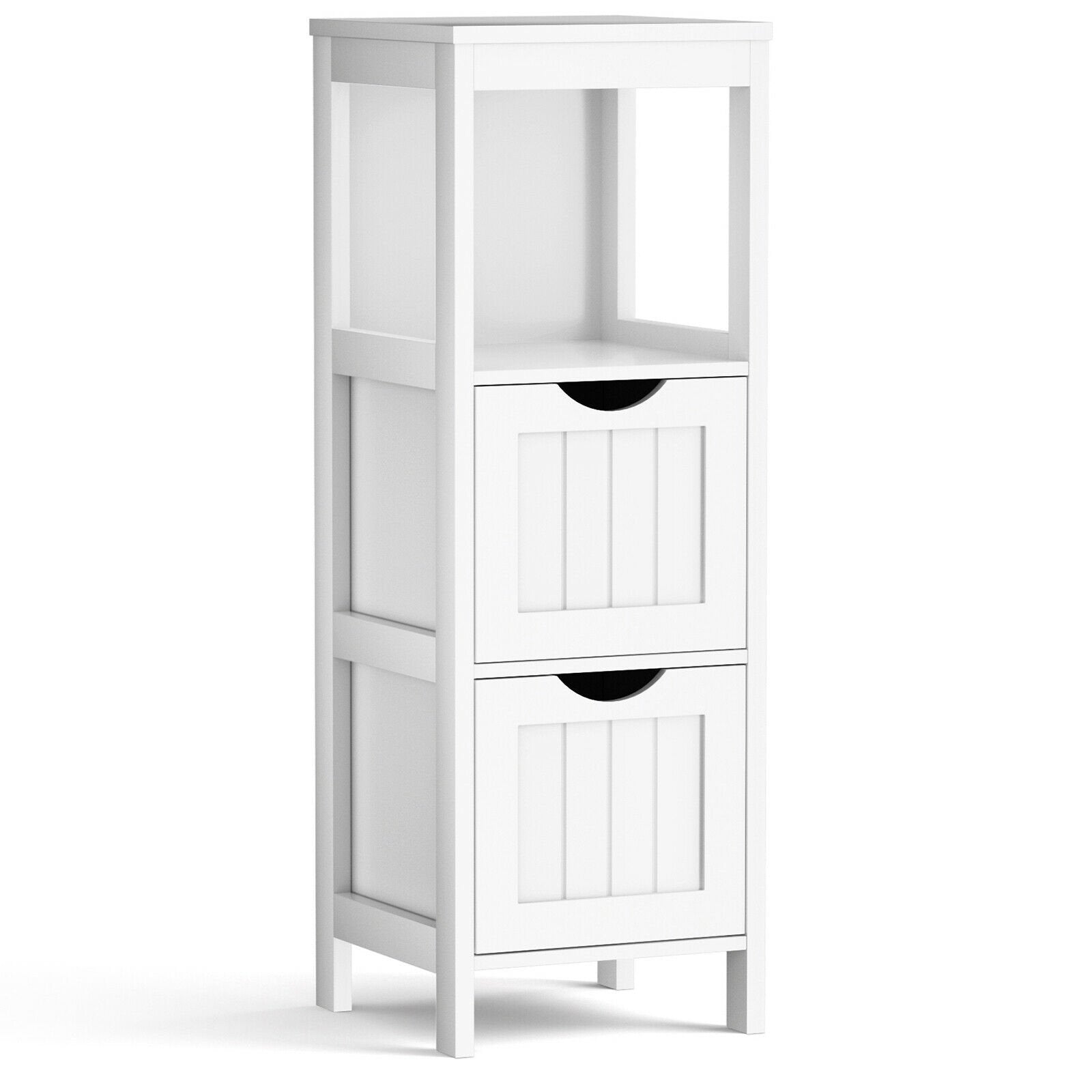 Floor Multifunction Bathroom Storage Organizer Rack with 2 Drawers, White Floor Cabinets   at Gallery Canada