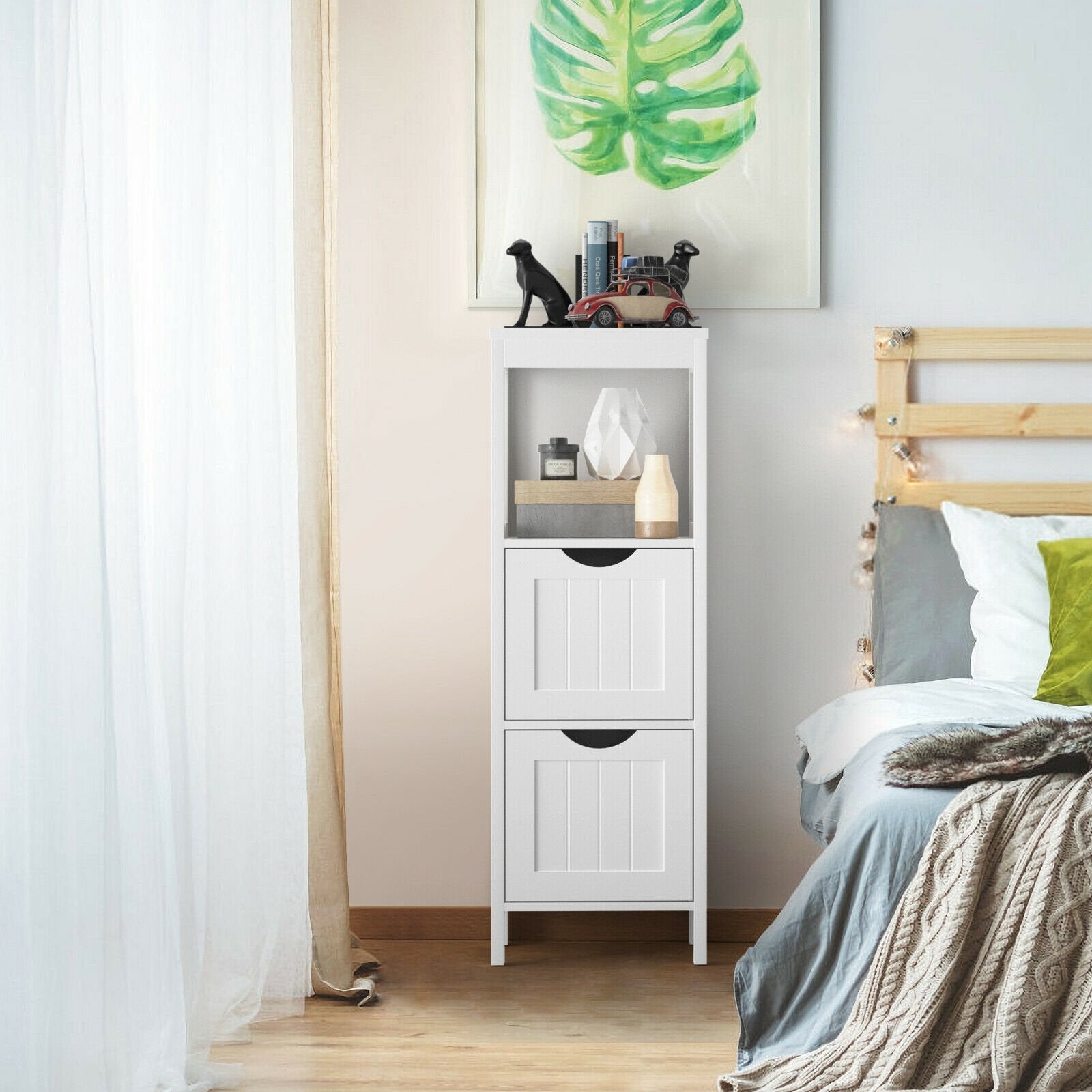 Floor Multifunction Bathroom Storage Organizer Rack with 2 Drawers, White Floor Cabinets   at Gallery Canada